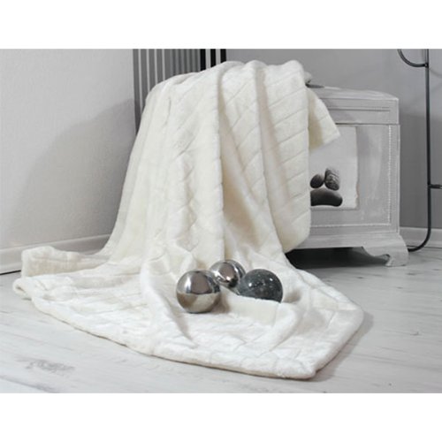 Beautissu Couverture - Plaid - Tres doux , chic et decoratif - imitation fourrure «Donella» - Beautissu - 200x150cm - Blanc code EAN 4054673038699 