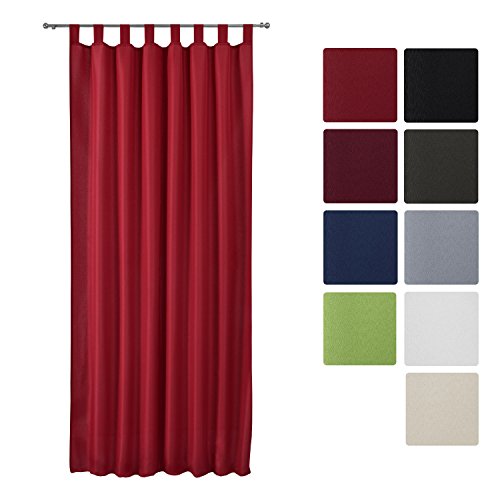 Beautissu Rideau opaque à passant amelie - voilage uni à pattes - 140x175 cm - décoration intérieur - rouge code EAN 4054673357264 