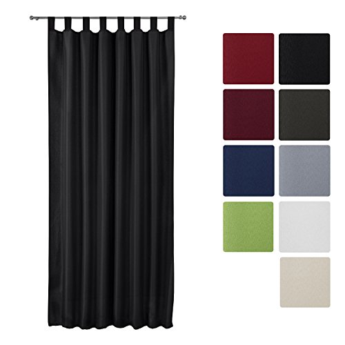Beautissu Rideau opaque à passant amelie - voilage uni à pattes - 140x175 cm - décoration intérieur - noir code EAN 4054673357318 