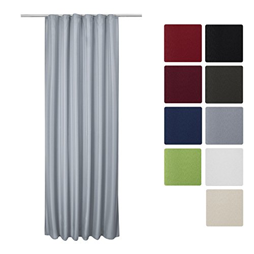 Beautissu Rideau uni opaque à ruflette amelie - 140x175 cm - décoration intérieur - gris code EAN 4054673357639 