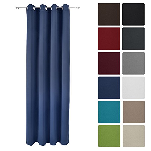 Beautissu Rideau occultant uni à oeillets amelie - 140x245 cm - blackout à anneaux - bleu code EAN 4054673358070 