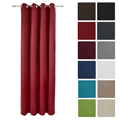 Beautissu Rideau occultant uni à oeillets amelie - 140x245 cm - blackout à anneaux - rouge code EAN 4054673358179 
