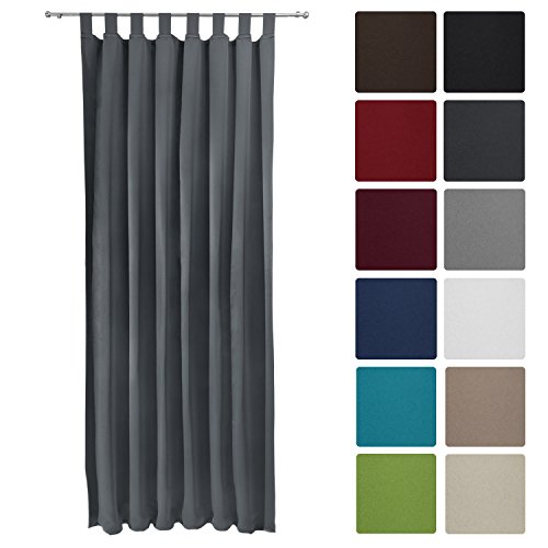 Rideau occultant uni à passant amelie - 140x245 cm - blackout à pattes - anthracite 4054673358254 Beautissu Rideau occultant uni à passant amelie - 140x245 cm - blackout à pattes - anthracite 4054673358254 Beautissu