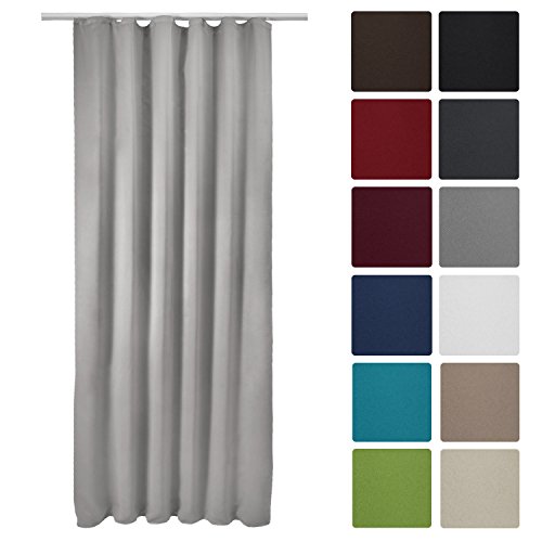 Beautissu Rideau occultant uni à ruflette amelie - 140x245 cm - décoration intérieur - gris code EAN 4054673358360 