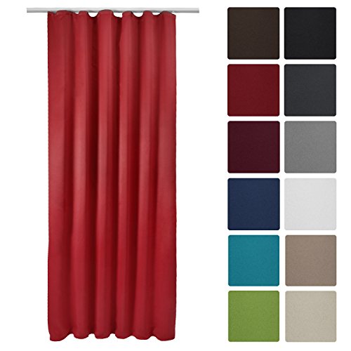 Beautissu Rideau occultant uni à ruflette amelie - 140x245 cm - décoration intérieur - rouge code EAN 4054673358414 