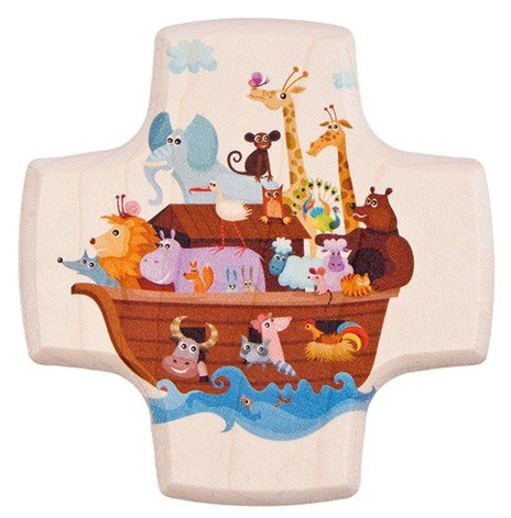 Croix chrétienne en bois :  arche de noé (9 x 9...