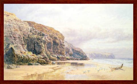 Kunst für Alle Tableau avec cadre: John Mogford, "The Coast of Cornwall", 80 x 47 - Bois Markant: Dark brown code EAN 4054951268381 