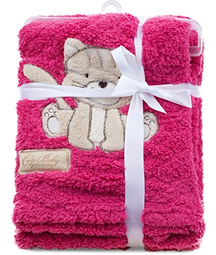 Hisert Shop Couverture de Bébé Calin avec une Application 3D / Couverture 76 x 102 cm(Fuchsia/Chat(2016)) 4055191591123 (4055191591123)