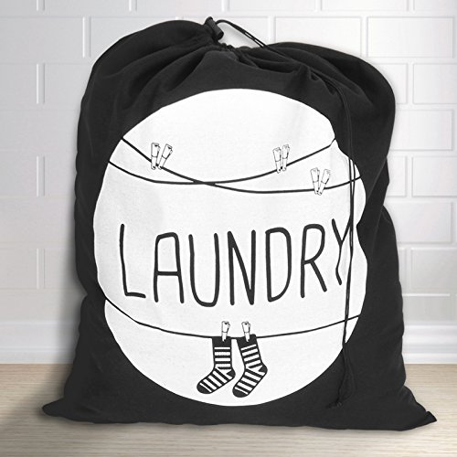 - sac à linge noir avec motif blanc imprimé - c...
