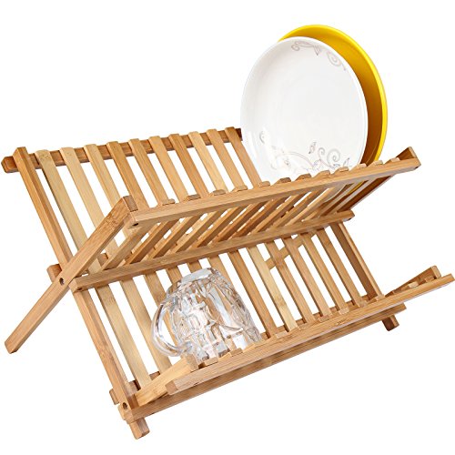 - égouttoir à vaisselle en bambou, à deux nivea...