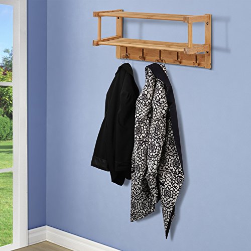 - porte-manteau/porte-serviette mural en bambou...