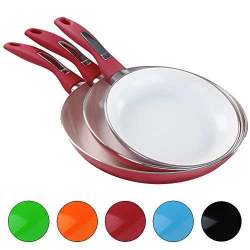 Set de 3 poêles - rouge - tous feux dont induct...