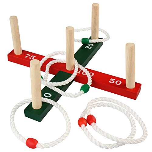 - jeu de lancer d'anneaux en bois de pin