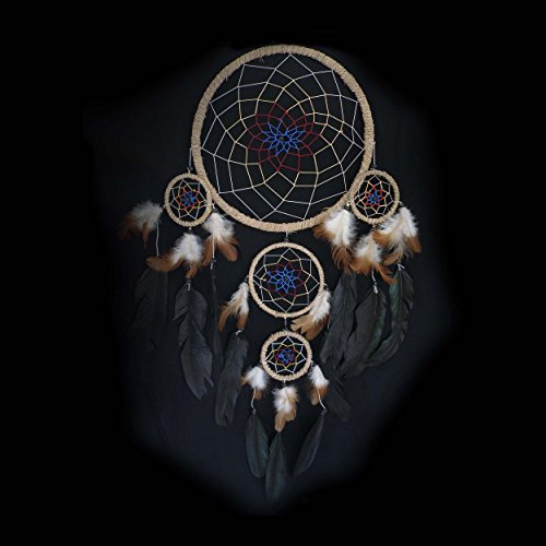 maDDma ® Attrape-rêves 35 x 60 cm indien, filet coloré et verschiedenfarbigen plumes 4056285041487 (4056285041487)