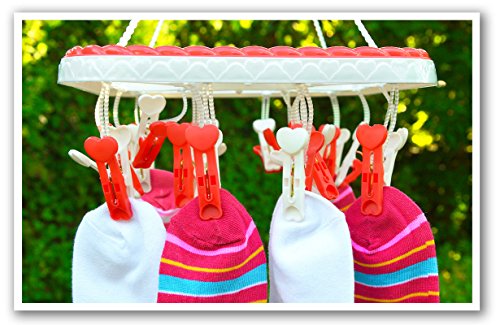 Pendantes Séchoir Linge - Lot de 30 - Rouge - E...