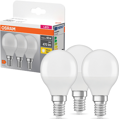 3 AMPOULES LED FORME SPHÉRIQUE DÉPOLIE E14