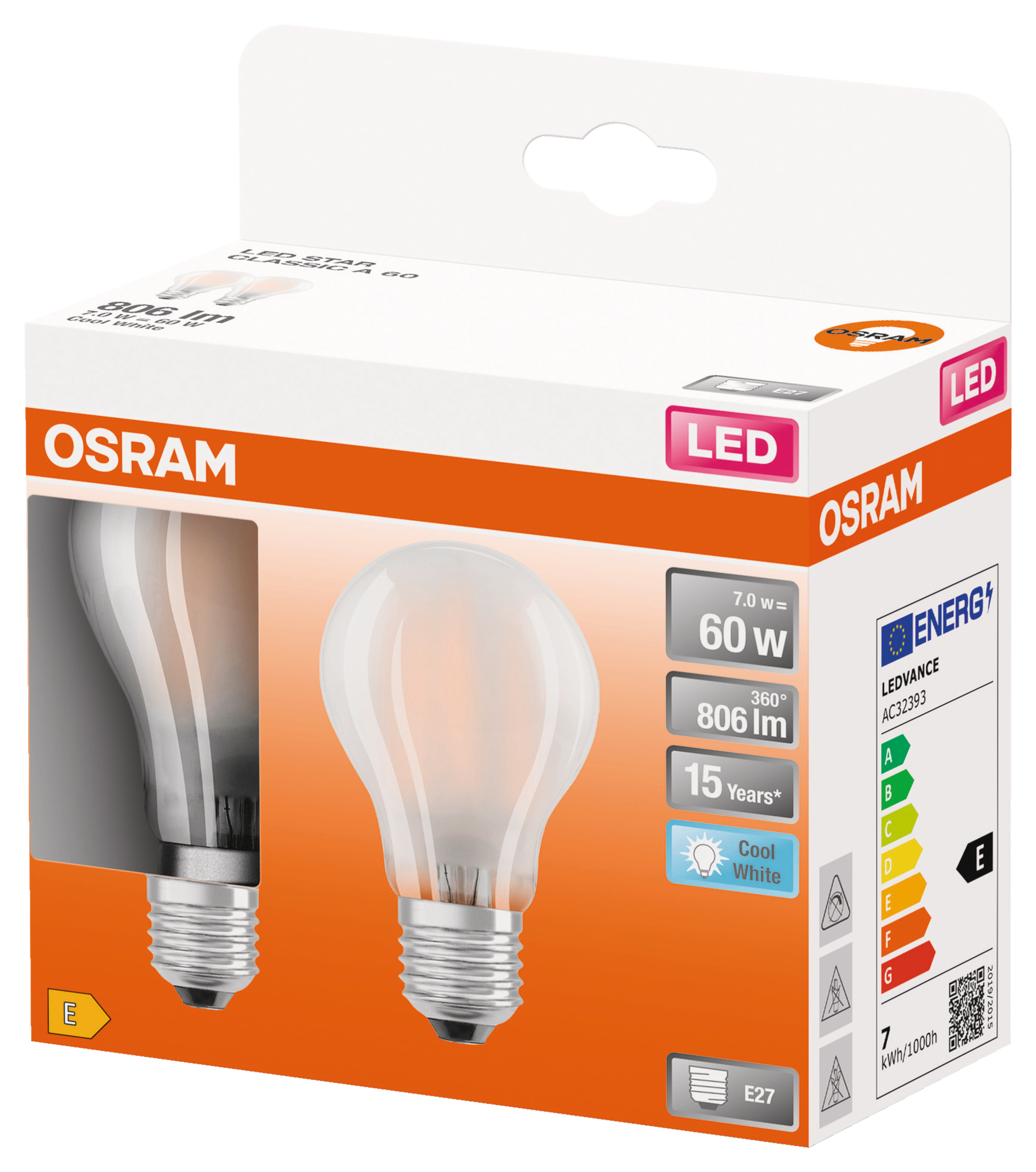 LOT DE 2 AMPOULES LED STANDARD