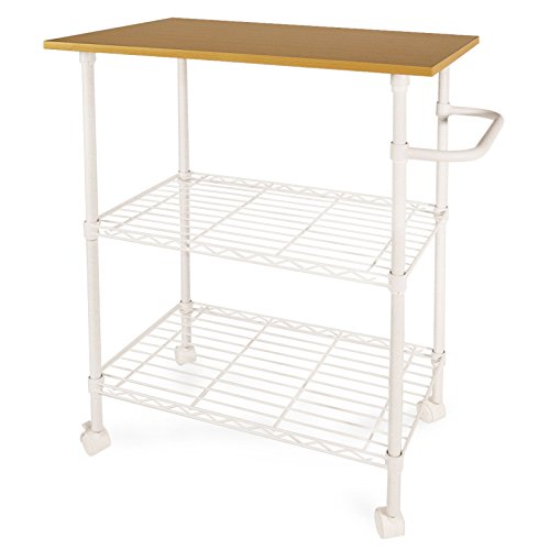 casa pura Chariot de cuisine Casa Pura® Toledo 3 niveaux | Plan de travail en bois | Blanc - 60 x 40 x 87cm code EAN 4058171087135 