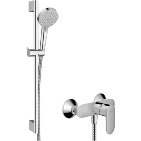  Mitigeur de douche mécanique avec douchette, flexible et barre réglable chrome Hansgrohe Vernis Blend code EAN 4059625508879 