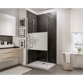  Paroi de douche fixe à l'italienne l.100xH.190cm, Walk In, verre transparent anticalcaire 5-6mm, décor Softcube, profilé chromé, Schulte NewStyle code EAN 4060991051562 