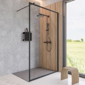 Paroi de douche à l'italienne Schulte New Style transparent profilé noir mat 90 cm 4060991071331 