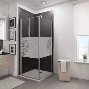  Porte de douche pivotante et paroi latérale 90 x 90 cm, Schulte NewStyle, verre transparent décor softcube, profilés chromés code EAN 4060991072017 