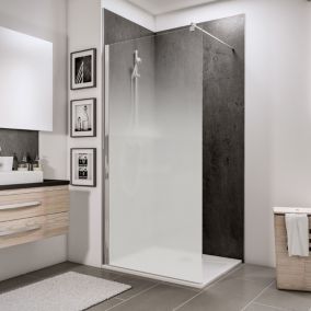  Paroi de douche fixe à l'italienne l.100xH.200cm, verre brume anticalcaire 6mm, profilé chromé, Schulte NewStyle code EAN 4060991079535 