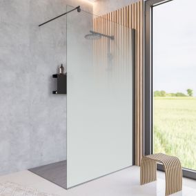  Paroi de douche fixe à l'italienne l.140xH.200cm, verre brume 6mm, profilé noir mat, Schulte NewStyle code EAN 4060991079672 