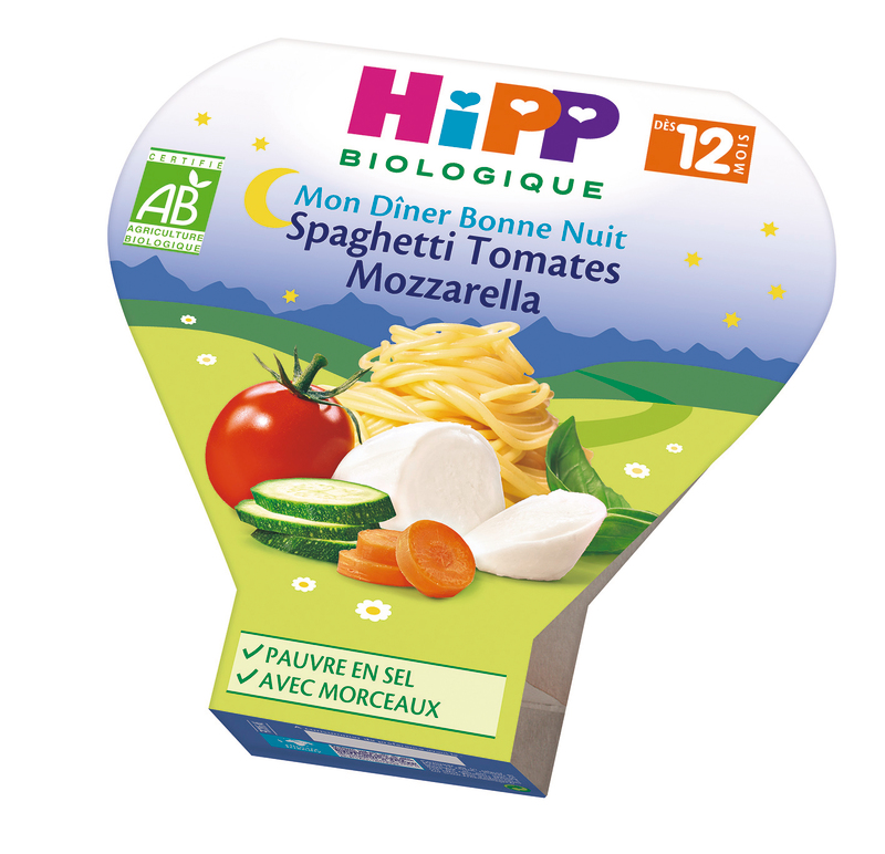SPAGHETTI TOMATES MOZZARELLA hipp bio