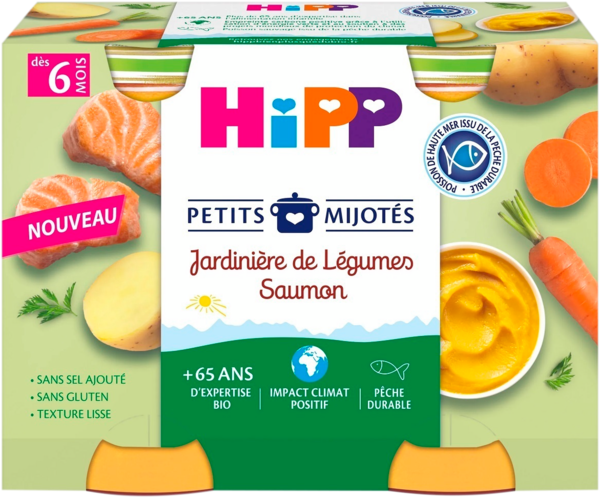  Petits Mijotés Jardinière De Légumes Saumon Hipp  code EAN 4062300444997 