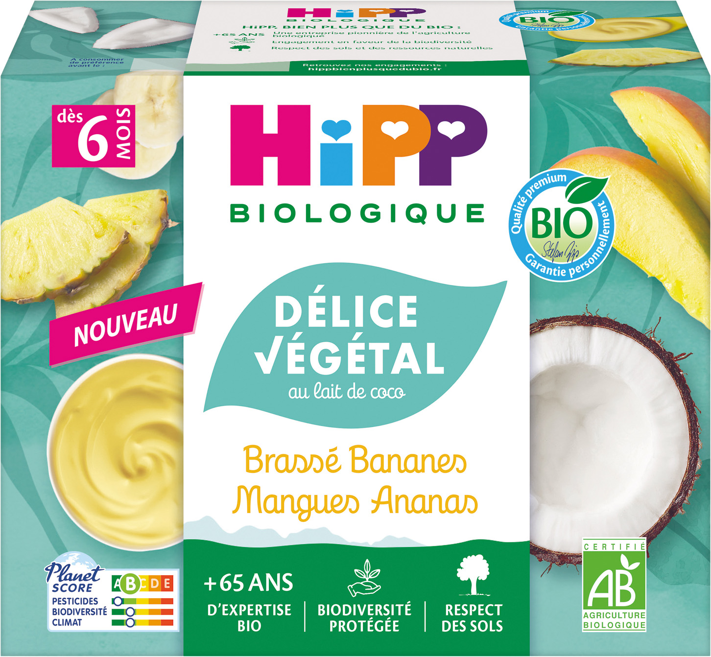  DELICE VEGETAL AU LAIT DE COCO DES 6 MOIS HIPP code EAN 4062300458031 