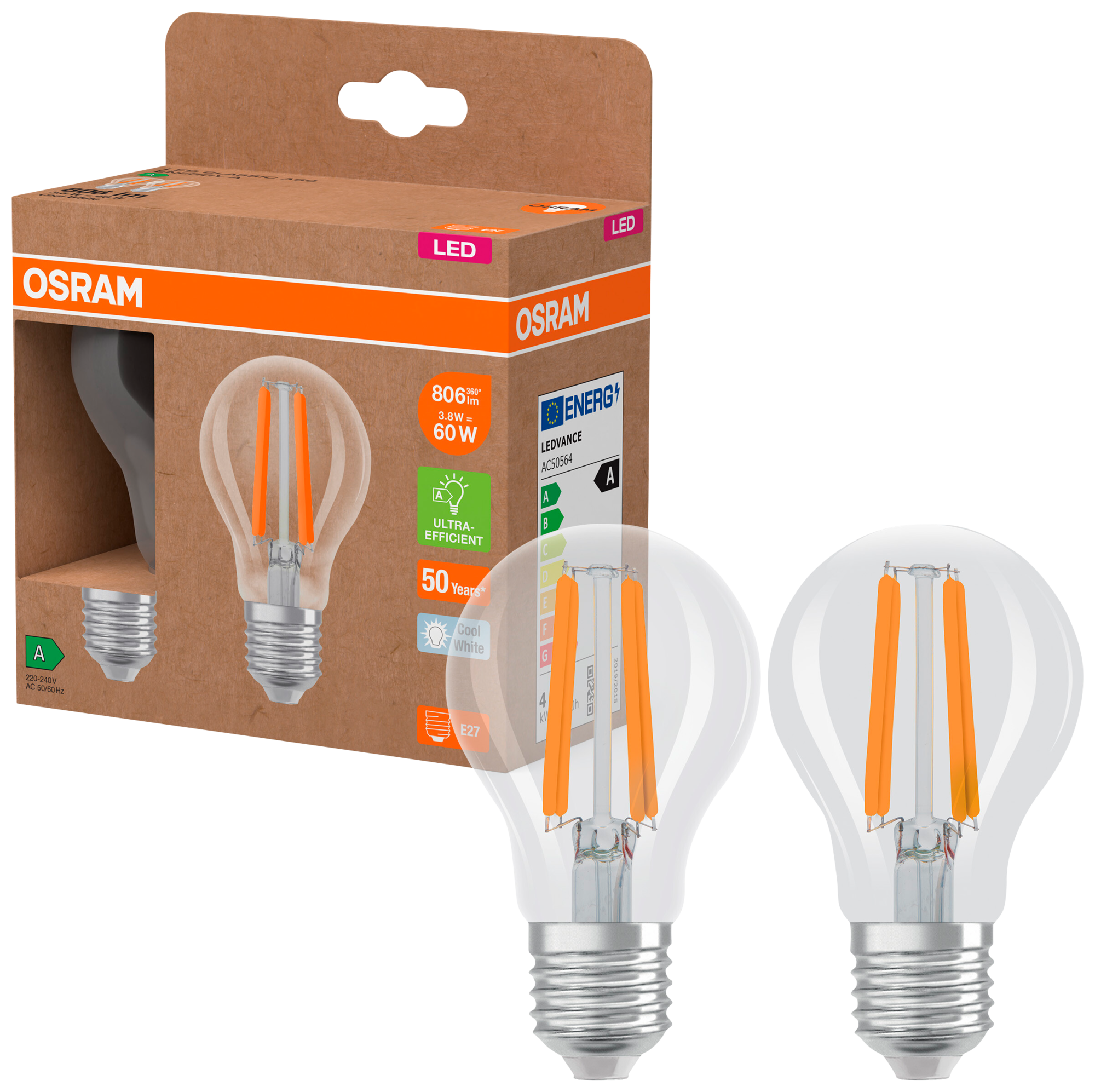 LOT DE 2 AMPOULES LED