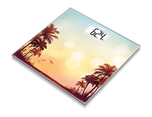 Gs 203 pèse-personne en verre motif plage