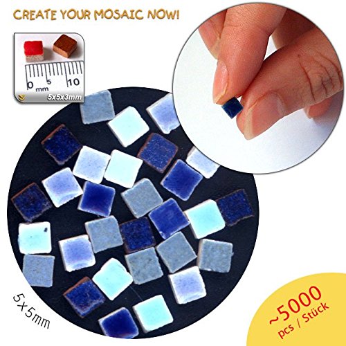 Mini Mosaïque (5x5x3mm), 5000 tesselles, mix bl...