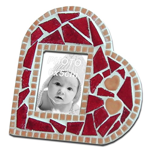 Kit de mosaïque, cadre photo, Coeur rouje, 11x11CM