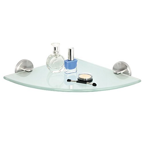 Étagère d'angle en acier et verre, mat - gamme ...