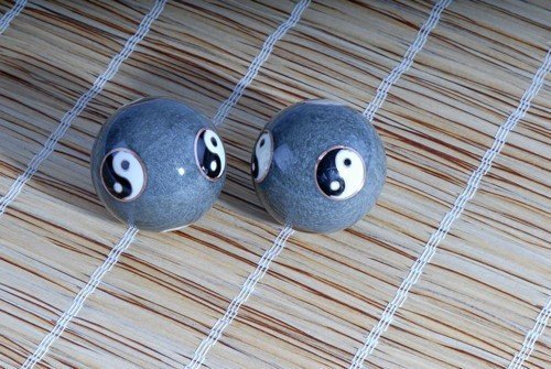 Boules de qi gong motif yin yang