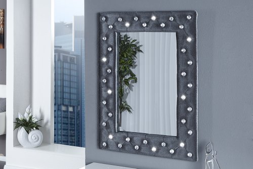 Riess Ambiente Grand miroir gris 80 x 60 bOUTIQUE mirroir recouvert de velours orné de strass élégant 4250243540238 (4250243540238)