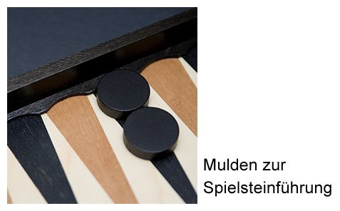 Backgammon en bouleau teinté noir et marquèterie