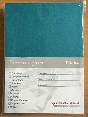 25 feuilles de papier DIN A3 türkises Carton 32...