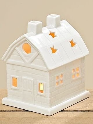 Photophore maison campagnard Blanc Motif étoile...