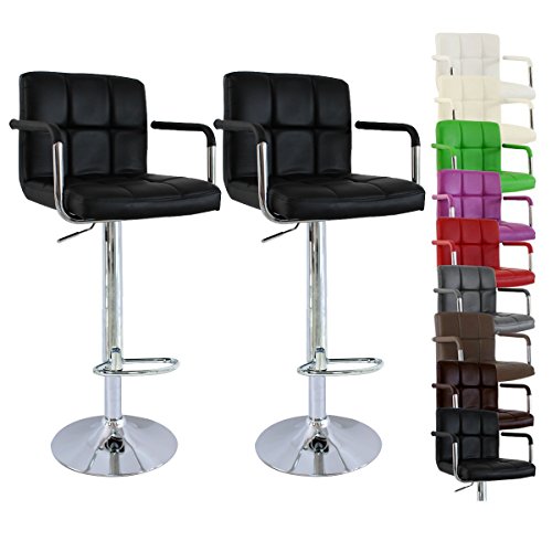 WOLTU BH16sz Tabouret de bar Noir avec accoudoi...