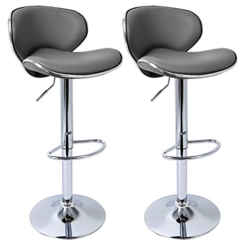 WOLTU BH19gr-2 2 x Tabourets des bar Gris, faci...