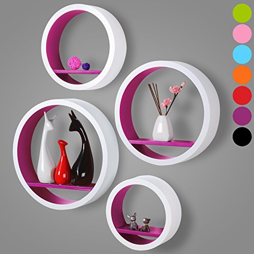 WOLTU RG9231la Étagère murale ronde,MDF bois,ét...