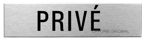 Ofform Signs - 160x40 mm OFFORM Plaque de porte en acier inox brossé l Pictogramme "Privé" 160 x 40 mm No.27075 code EAN 4250406523016 