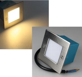 Chilitec Acier LED Mur Eclairage Encastré Inoxydable Blanc d'Eclairage Rectangulaire escalier 230V 1.5W IP54 chaud, les niveaux de lumière 4250416308023 (4250416308023)
