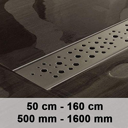 CLP Caniveau pour écoulement de douche thalassa en acier inoxydable, siphon douche inclus, caniveau douche, 9 tailles au choix acier inoxydable, 1200mm / 120 cm code EAN 4250420267279 