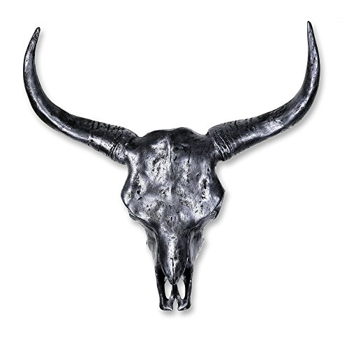Coma Outlet Décoration XXL crâne de taureau figurine murale argenté 65 cm en forme de cornes de taureau taureau massif pour trophée de chasse 4250486100022 (4250486100022)