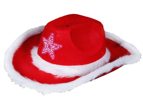 Alsino Chapeau cowboy taille unique pour adulte de très haute qualité lux très classe l'accessoire festif idéal pour les fêtes de fin d'année pour se déguiser ou marquer l'événement pour noel alternatif du bonnet père mère Noël pour femme ou homme :wm-54 Cowboy rot Blinkstern code EAN 4250487254472 