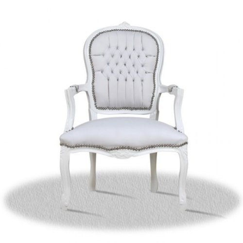 Chaise baroque, peint en blanc, référence Skai ...